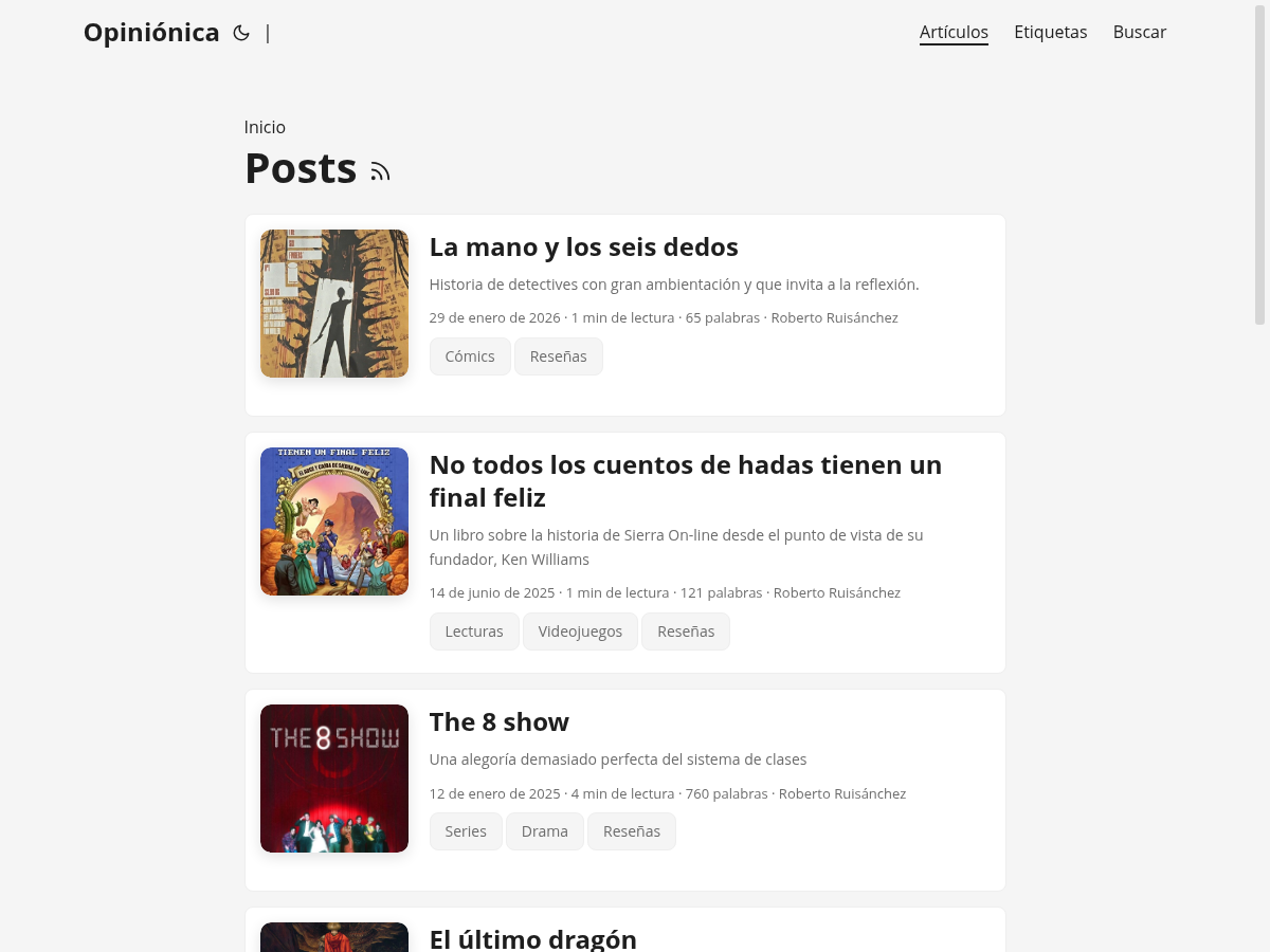 Nueva apariencia de los listados de artículos en Opiniónica